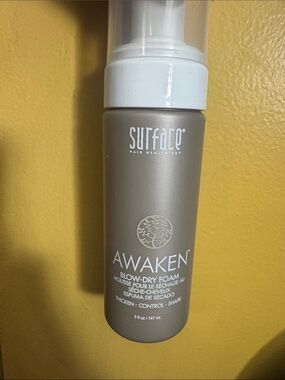 Surface Awaken Blow-Dry Foam — Taupe Bottle with White Pump